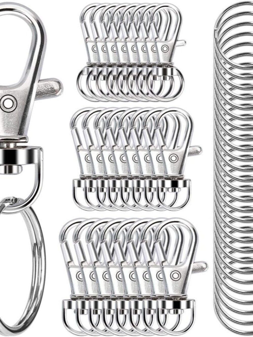 100PCS Swivel Snap Hooks with Key Rings, Premium Metal Swivel Lobster Claw Clasp